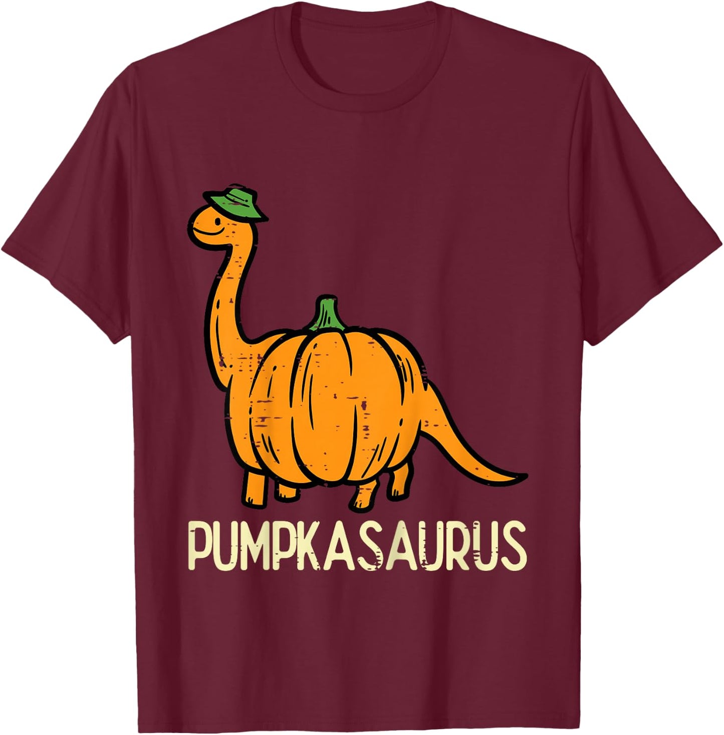Kids Halloween Pumpkin Dino Pumpasaurus Costume Boys Kids Toddler T-Shirt - T-Shirt | Maroon