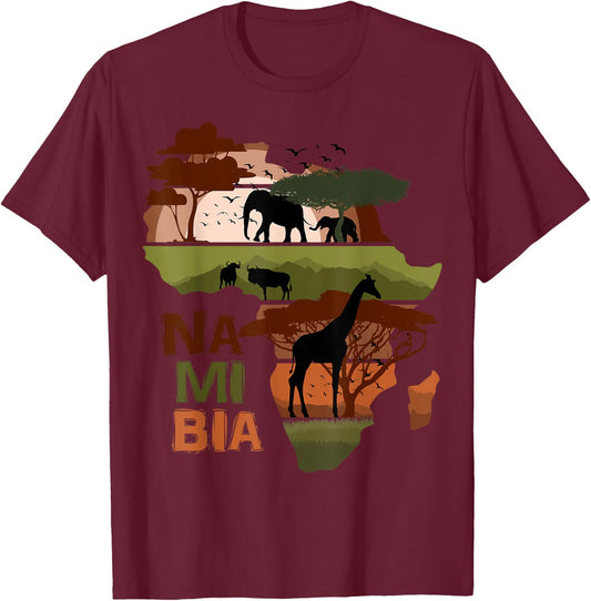 Namibia Africa Sunset Continent Nature Wild Life T-Shirt - T-Shirt | Maroon
