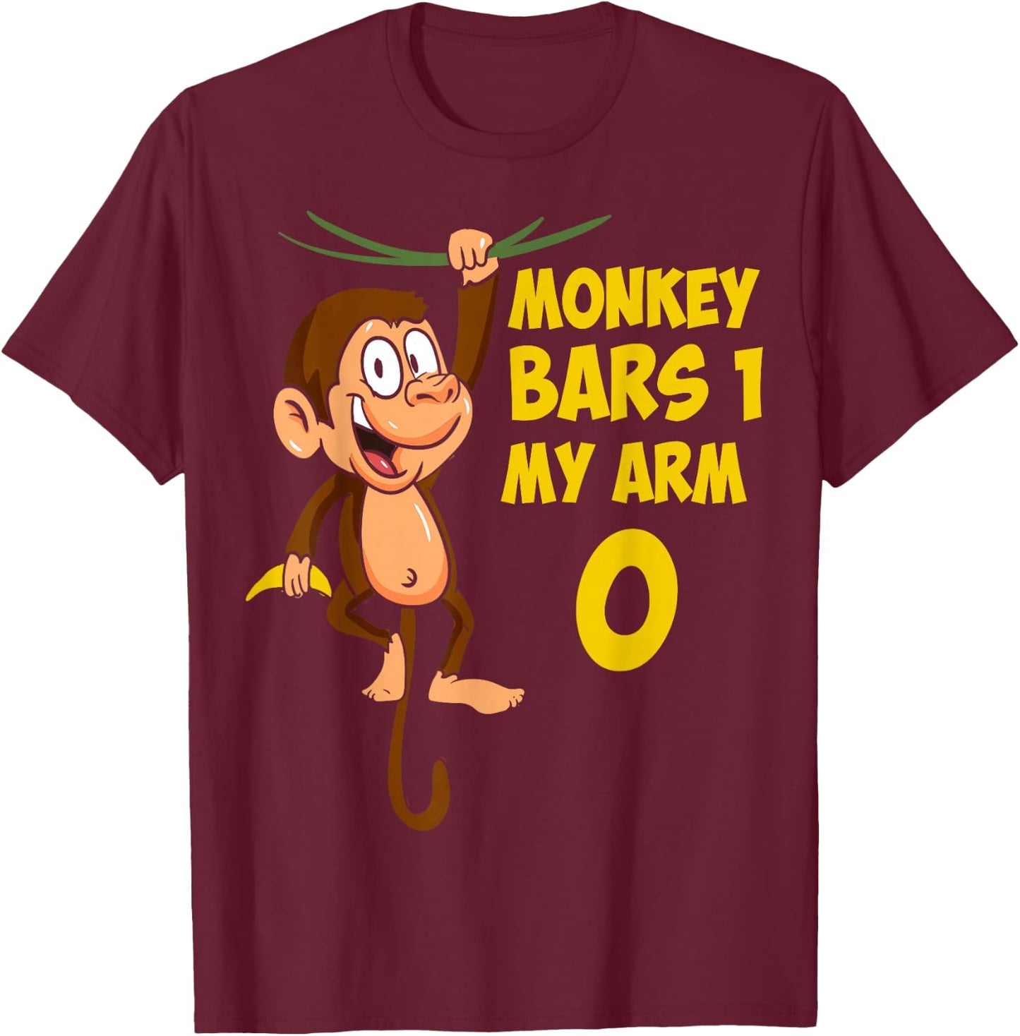 Broken Arm Monkey Bars I Monkey Art I Kids Monkey T-Shirt - T-Shirt | Maroon