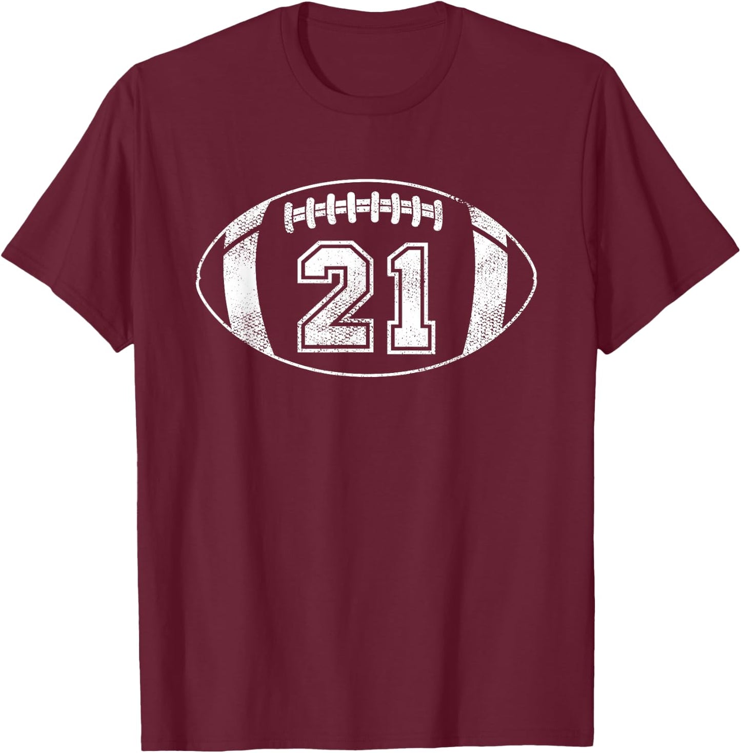 Football Player #21 Football Parent Jersey 21 T-Shirt - T-Shirt | Maroon