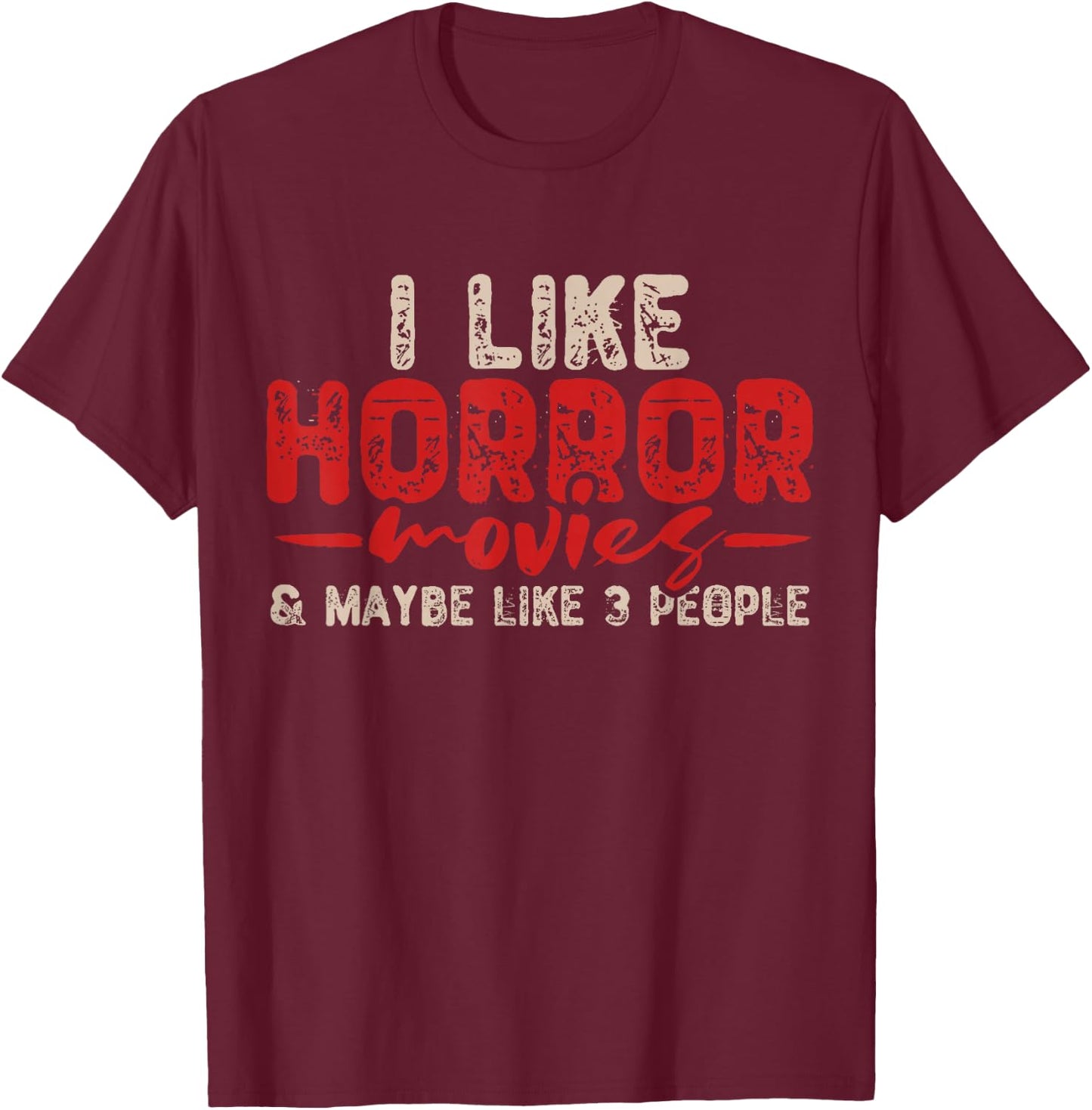 Horror Movie Gifts Adult Black Short Sleeve Small T-Shirt - T-Shirt | Maroon