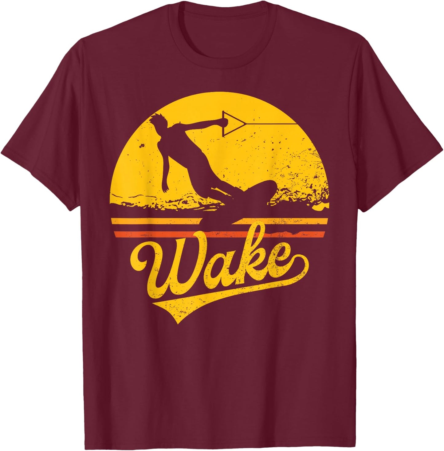 Vintage Wakeboard Sunset Fan Gift Wakeboarder wakeboarding T-Shirt - T-Shirt | Maroon