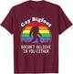 Gay Pride Funny Gay Bigfoot Rainbow Sasquatch Retro Vintage T-Shirt - T-Shirt | Maroon