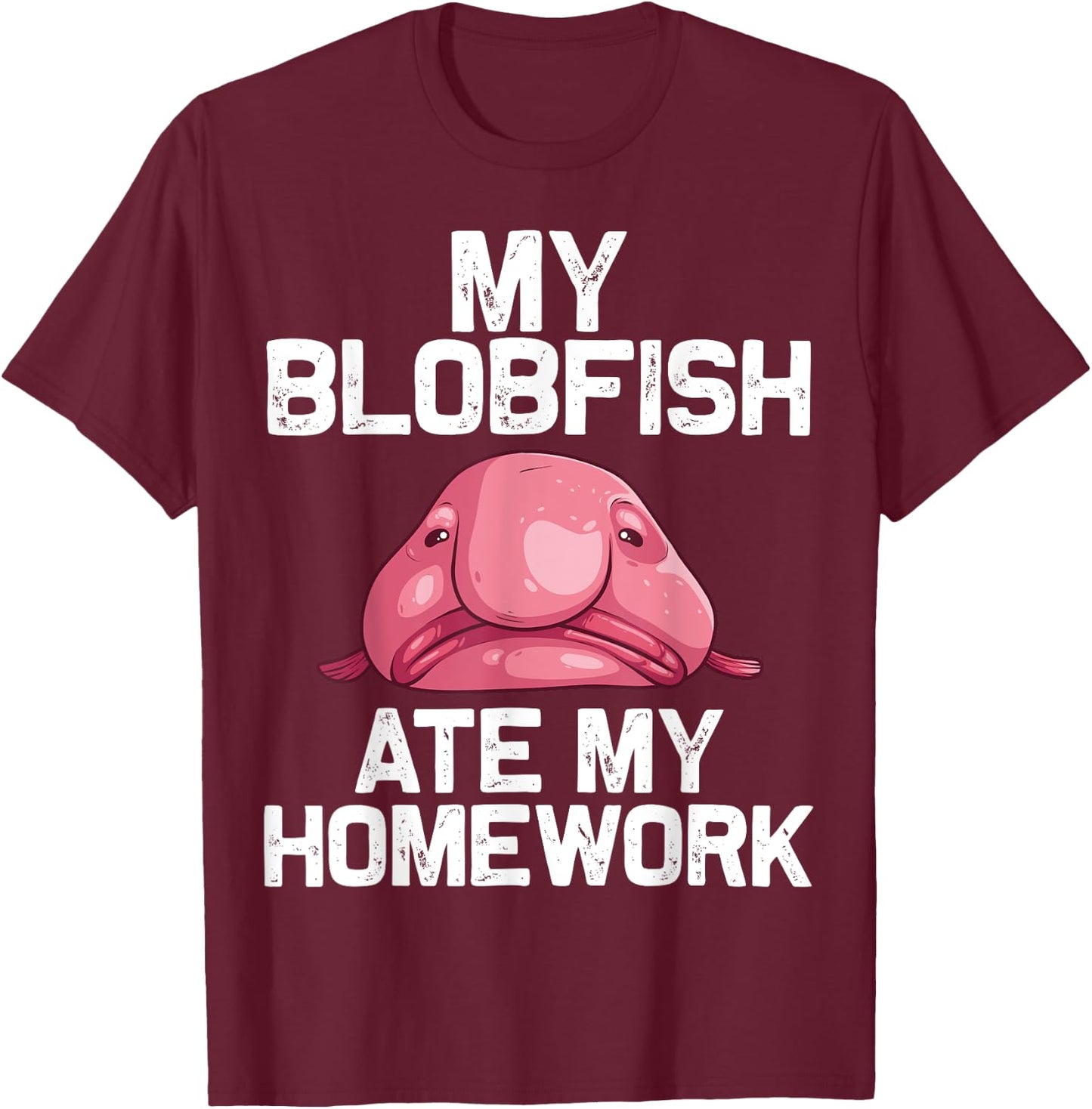 Funny Blobfish Gift Kids Boys Girls Stuffed Sea Animal Lover T-Shirt - T-Shirt | Maroon