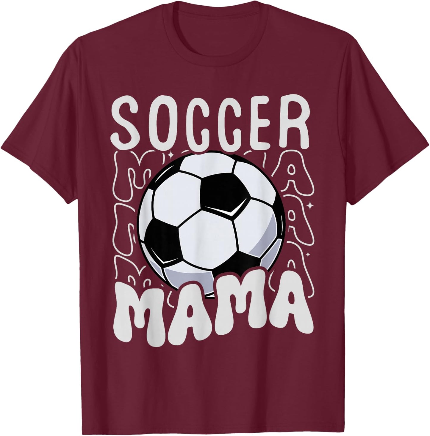 Soccer Mama Groovy Retro Soccer Mom Mothers Day T-Shirt - T-Shirt | Maroon