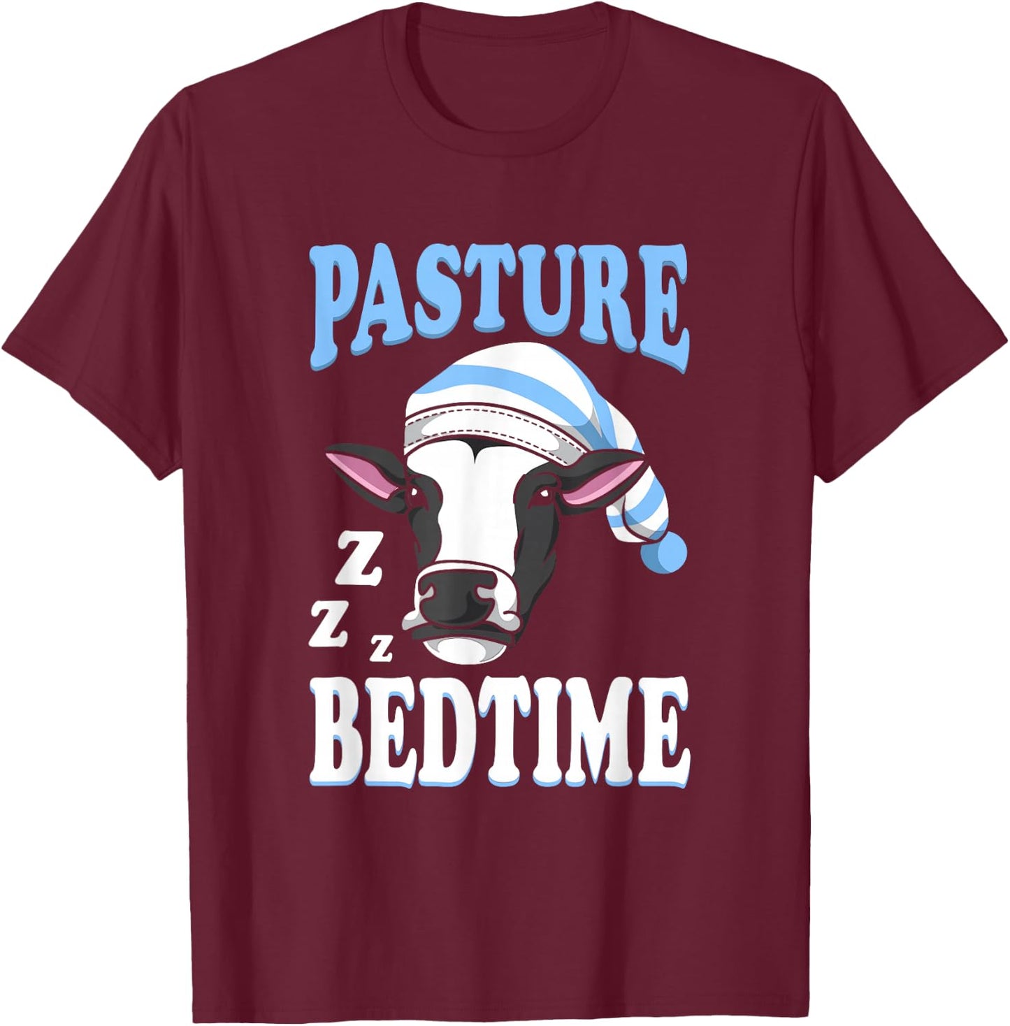 Cute Sleepy Cow Pasture Bedtime T-Shirt - T-Shirt | Maroon