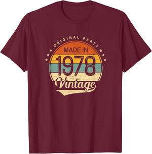48th Birthday Men Women Classic Vintage 1978 Original Parts T-Shirt - T-Shirt | Maroon