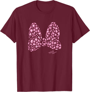 Disney Minnie Mouse Large Pink Cheetah Print Bow T-Shirt - T-Shirt | Maroon