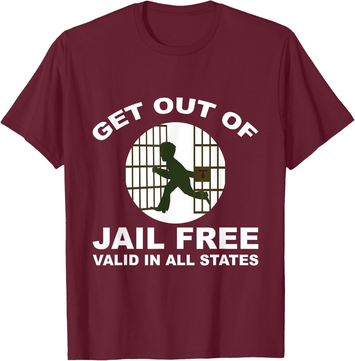 Get Out of Jail Free T-Shirt - T-Shirt | Maroon