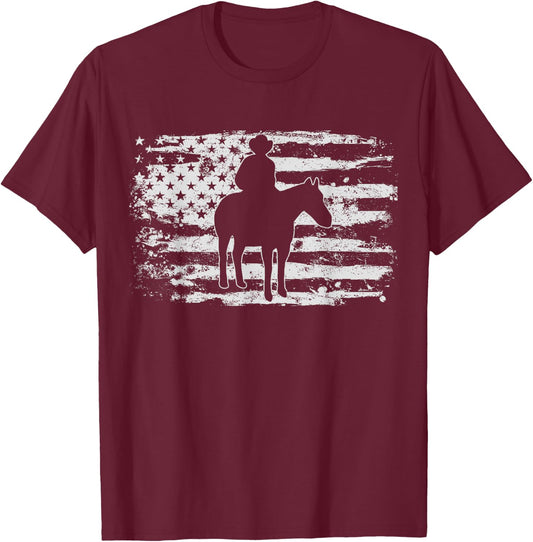 Cowboy Rodeo Horse Riding Vintage Gift T-Shirt - T-Shirt | Maroon