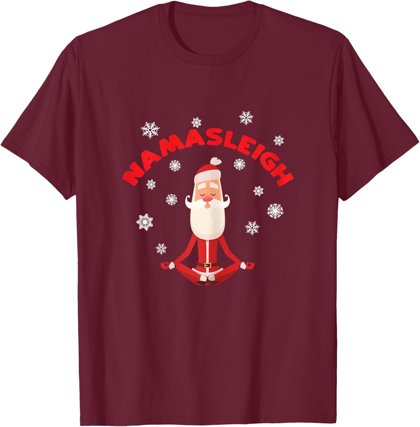Namasleigh Yoga Christmas Santa Shirt Yoga Instructor Gift T-Shirt - T-Shirt | Maroon