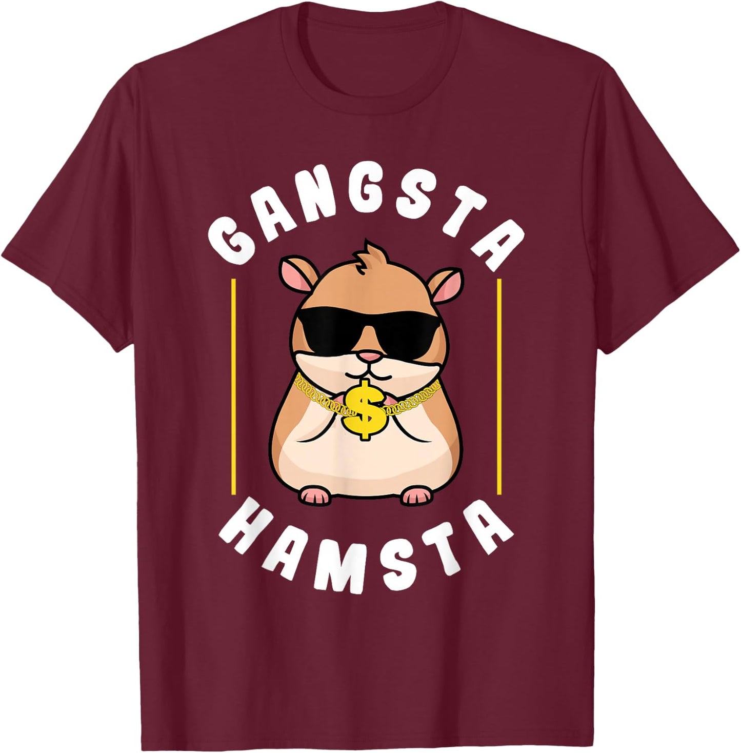 Hamster Gangsta Hamsta Sunglasses T-Shirt - T-Shirt | Maroon