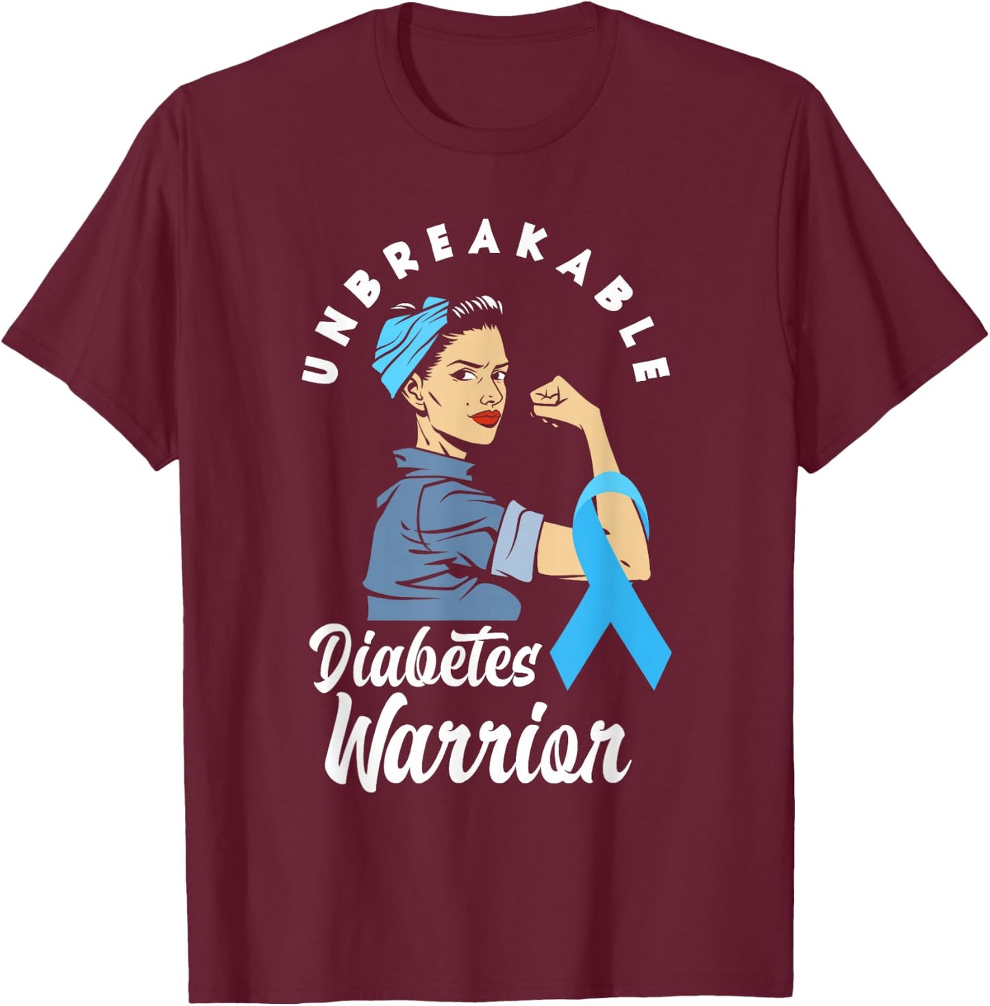 Diabetes Warrior Diabetic T1D Diabetes Awareness T-Shirt - T-Shirt | Maroon