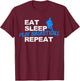 Eat Sleep Play Basketball Repeat T-Shirt - T-Shirt | Maroon