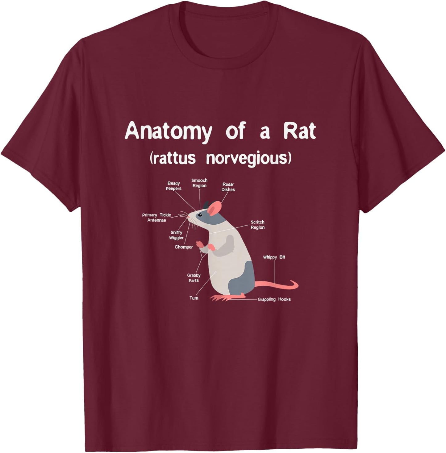 Anatomy of Pet Rat T shirt - Funny Rat Rodent Pet Shirt T-Shirt - T-Shirt | Maroon