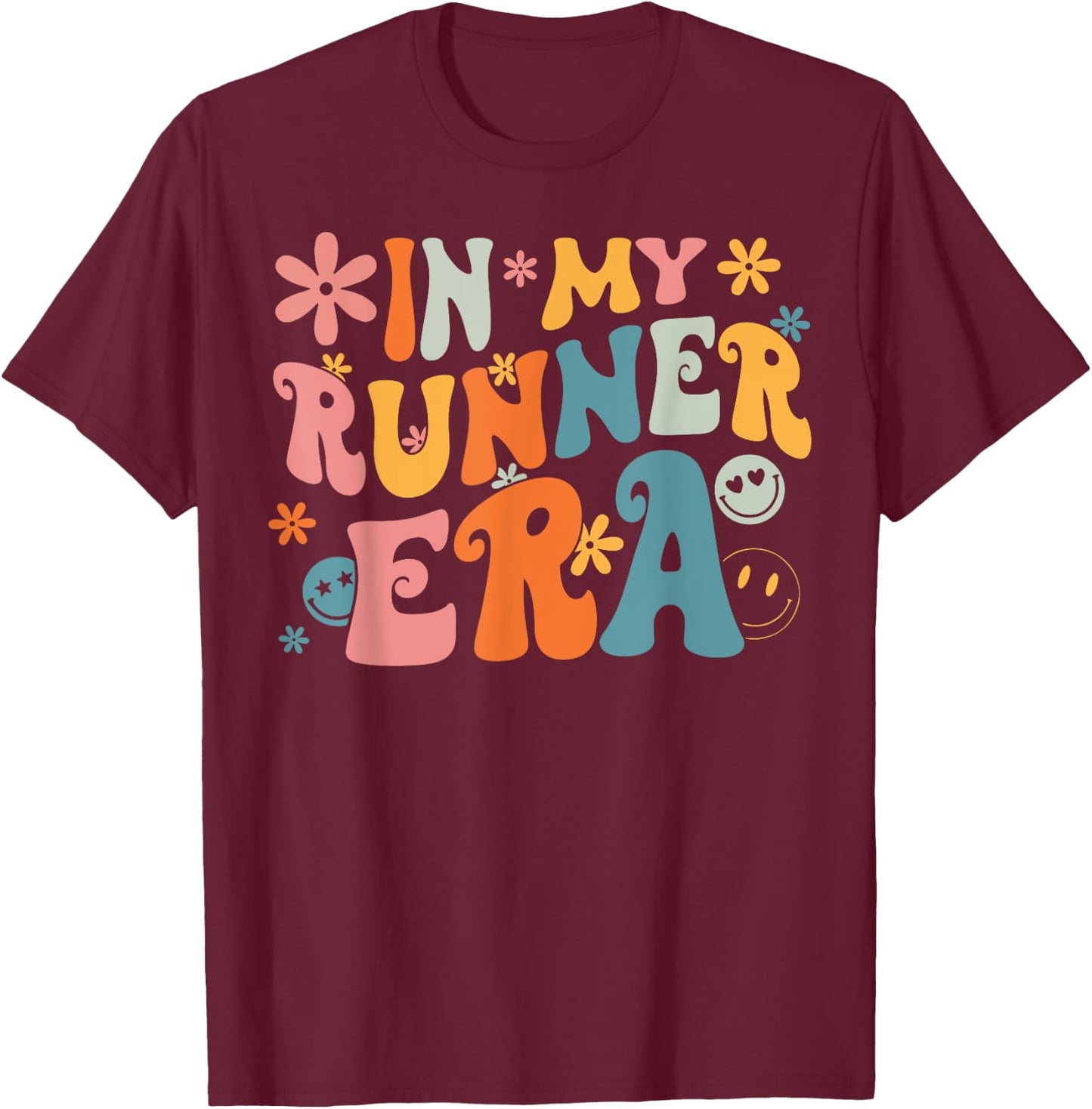 In My Runner Era Groovy Retro Women Running Lover Runner T-Shirt - T-Shirt | Maroon