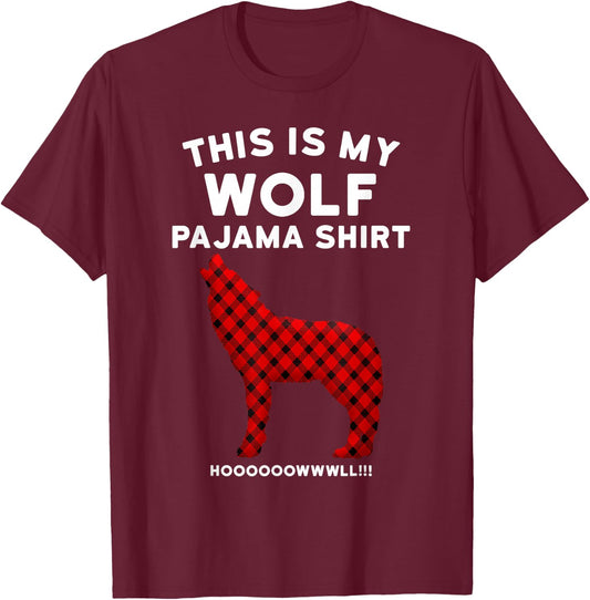 Wolf Pajama Shirt - Cute Christmas Gift Wolf Lovers T-Shirt - T-Shirt | Maroon