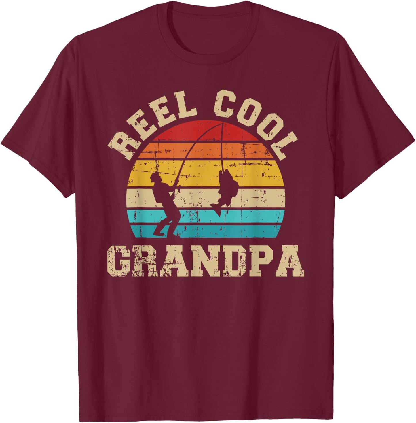 Fishing Reel cool grandpa T-Shirt - T-Shirt | Maroon