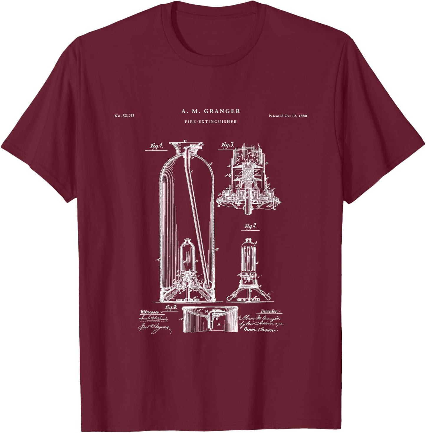 Fire extinguisher Patent - Firefighter Shirt T-Shirt - T-Shirt | Maroon