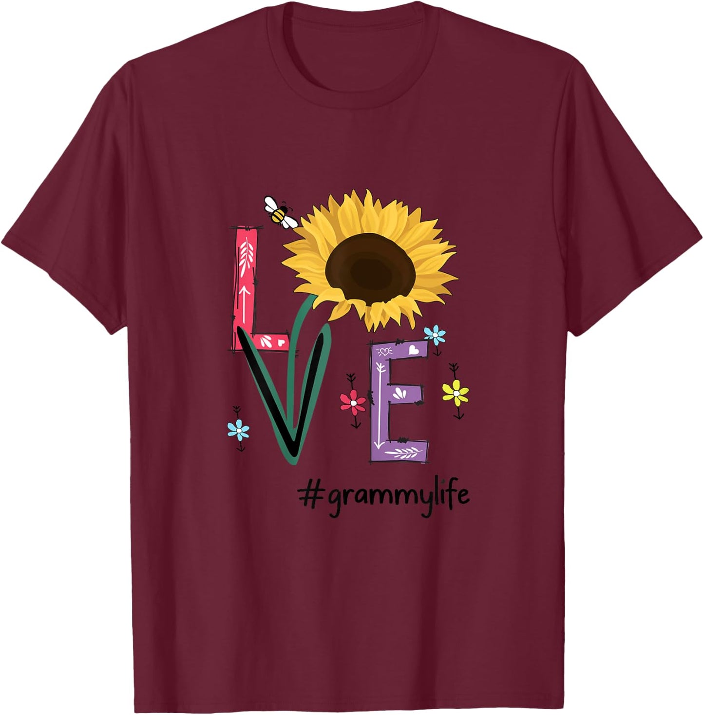 Love Grammy Life Sunflower Funny Mother's Day For Grandma T-Shirt - T-Shirt | Maroon