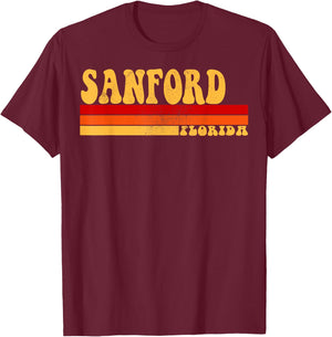 SANFORD Florida City Vintage Roots Retro Design 70s 80s T-Shirt - T-Shirt | Maroon