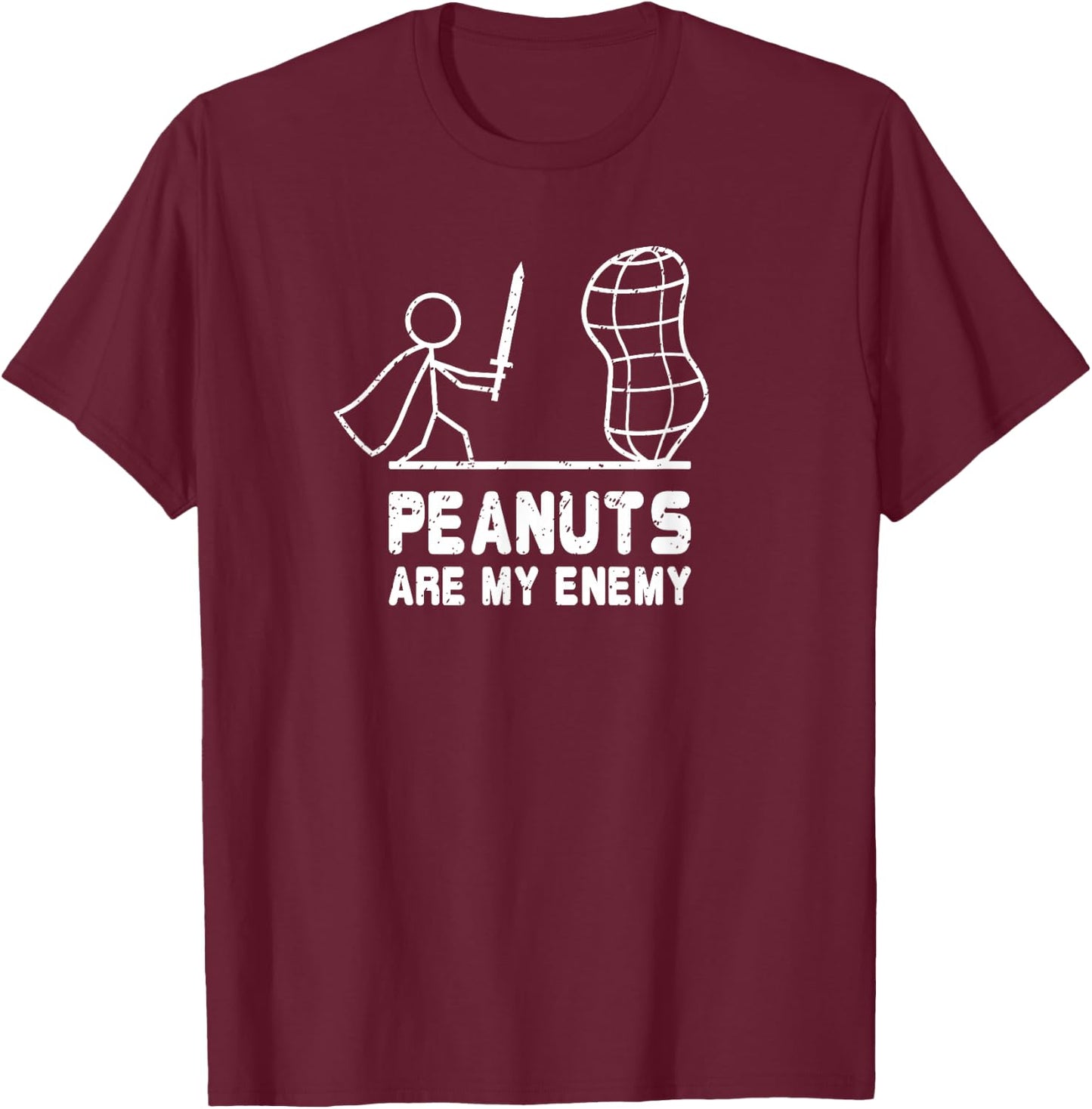 Peanut Allergy Gift Funny Distressed Awareness T-Shirt - T-Shirt | Maroon