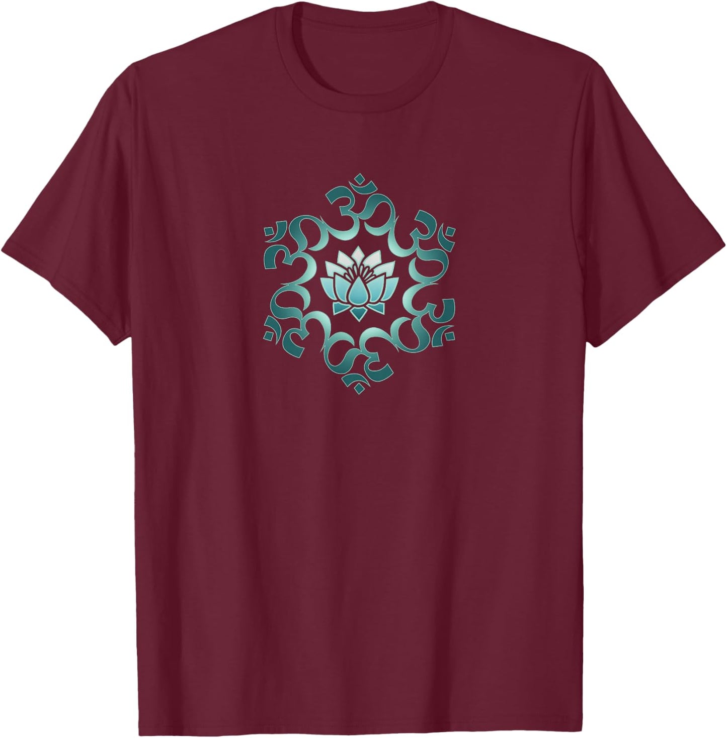 Om, mantra, symbol, mandala, lotus flower, Buddhism, yoga T-Shirt - T-Shirt | Maroon