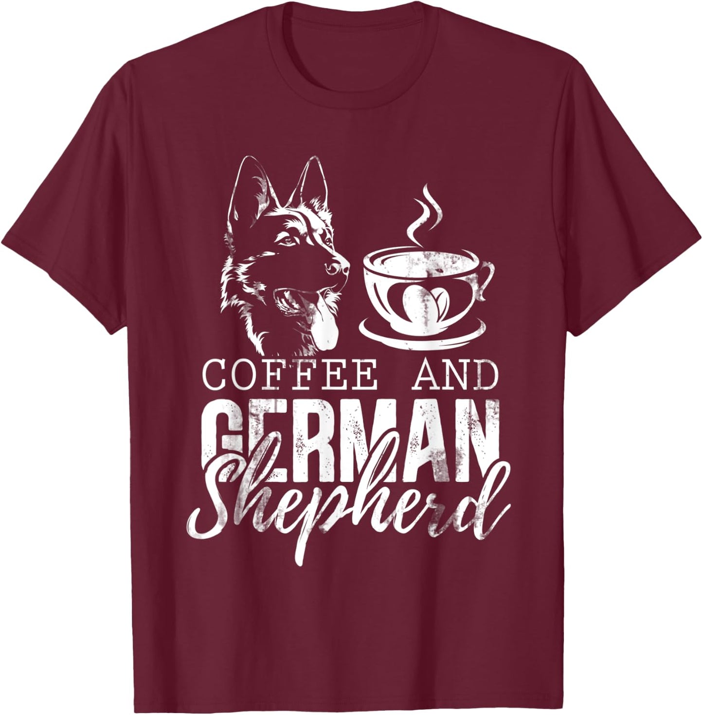 Barista Coffee Lover German Shepherd T-Shirt - T-Shirt | Maroon