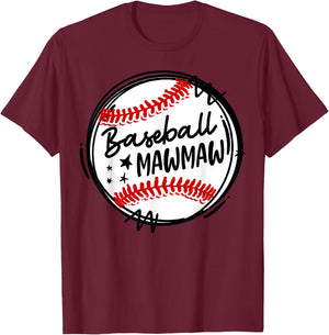 Baseball Lover Cute Baseball Mawmaw T-Shirt - T-Shirt | Maroon