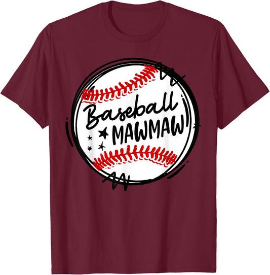 Baseball Lover Cute Baseball Mawmaw T-Shirt - T-Shirt | Maroon