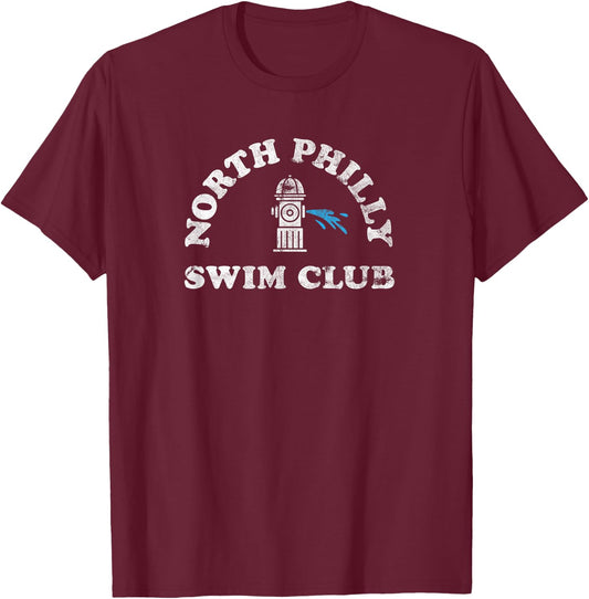 North Philly Swim Club Funny Philadelphia Hood Urban 215 T-Shirt - T-Shirt | Maroon