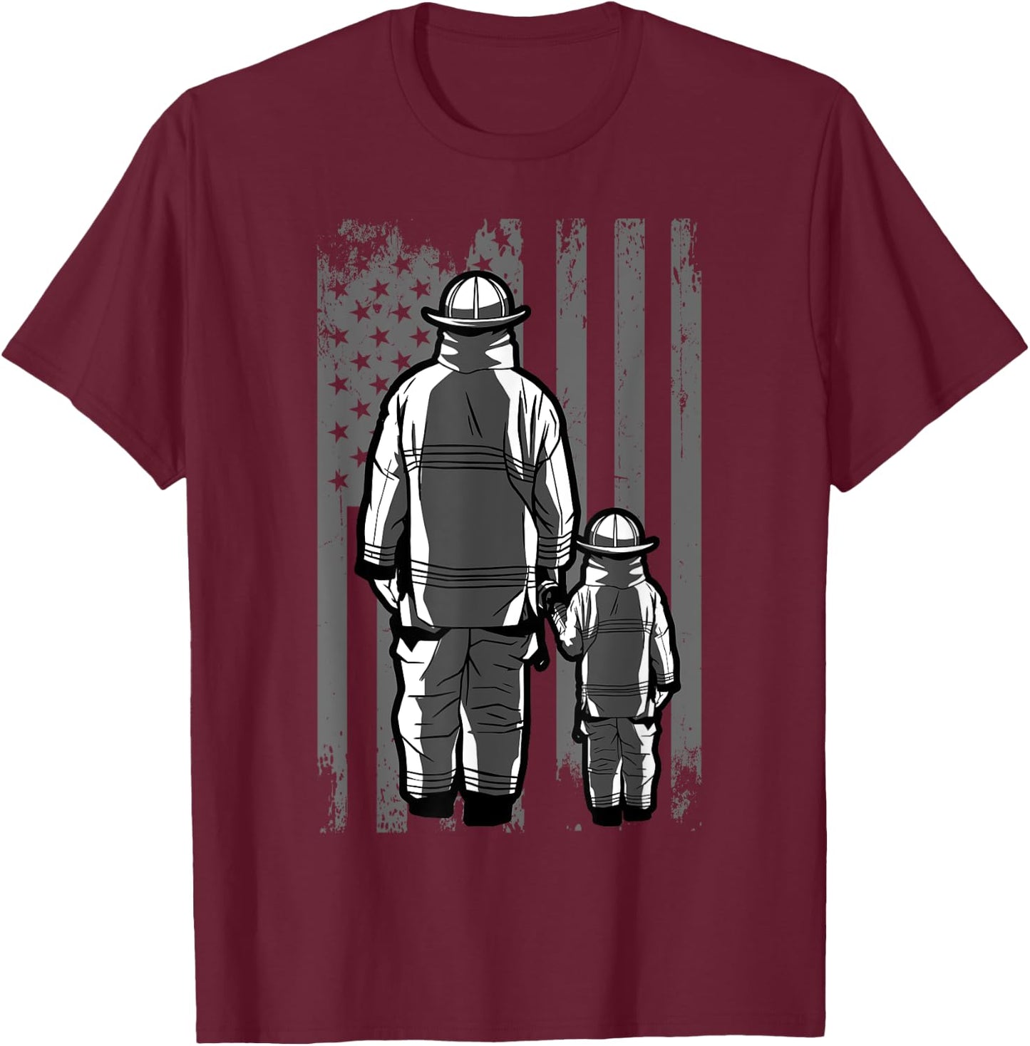 Firefighter Dad Firefighting Patriotic Fireman Father's Day T-Shirt - T-Shirt | Maroon