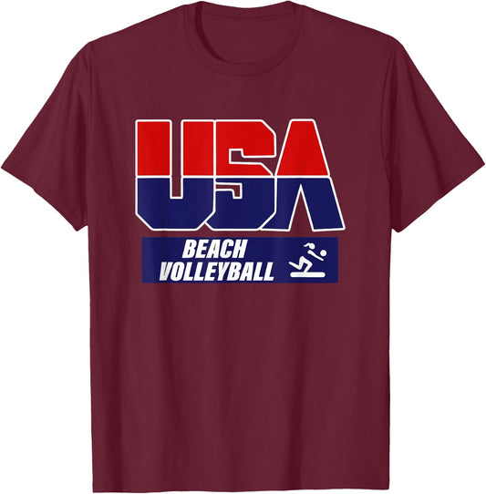 Beach Volleyball 2021 USA T-Shirt - T-Shirt | Maroon