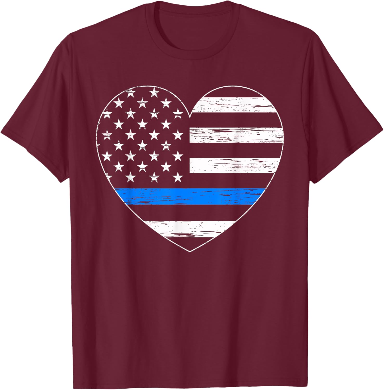 Thin Blue Line USA Flag Law Enforcement Police Cop Policeman T-Shirt - T-Shirt | Maroon