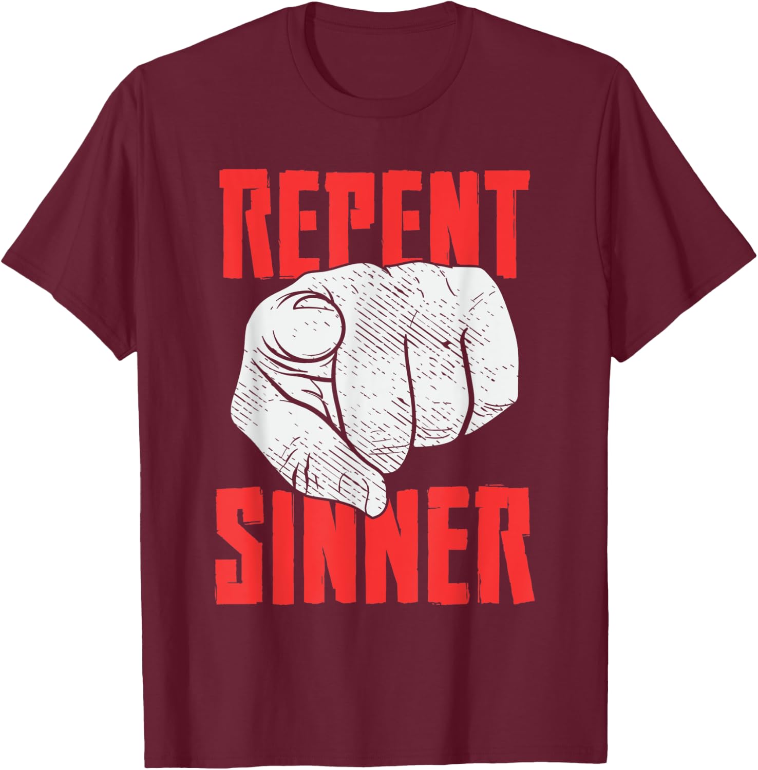 Repent Sinner Christian Church Christus Bible Funny Meme T-Shirt - T-Shirt | Maroon