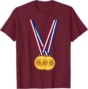 Gold Medals Funny Winners And Champions Gift Birthday T-Shirt - T-Shirt | Maroon