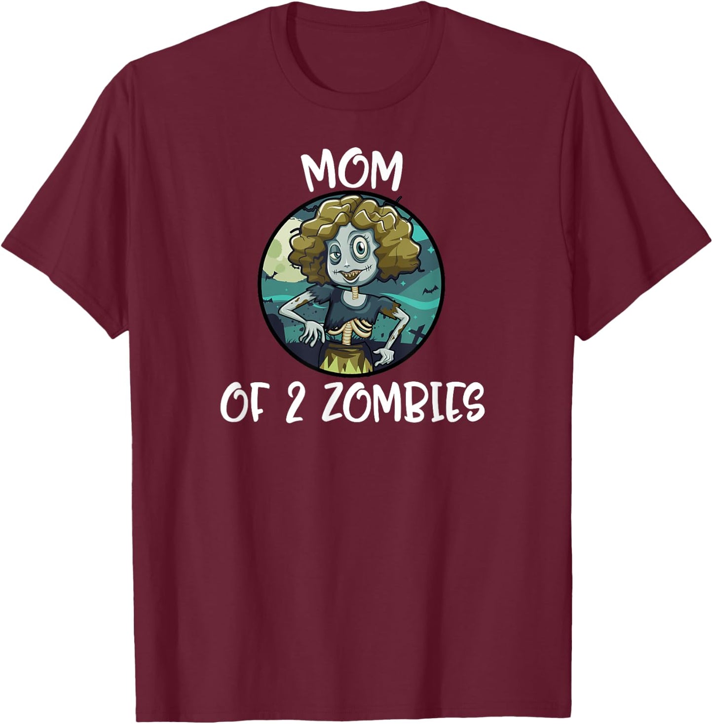 Mother's Day Mom Of 2 Zombies Women Gift T-Shirt - T-Shirt | Maroon