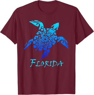 Florida Vacation Vintage Retro Sea Turtle T-Shirt - T-Shirt | Maroon