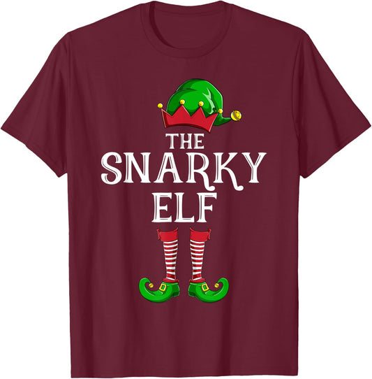 Snarky Elf Matching Family Group Christmas Party Pajama T-Shirt - T-Shirt | Maroon