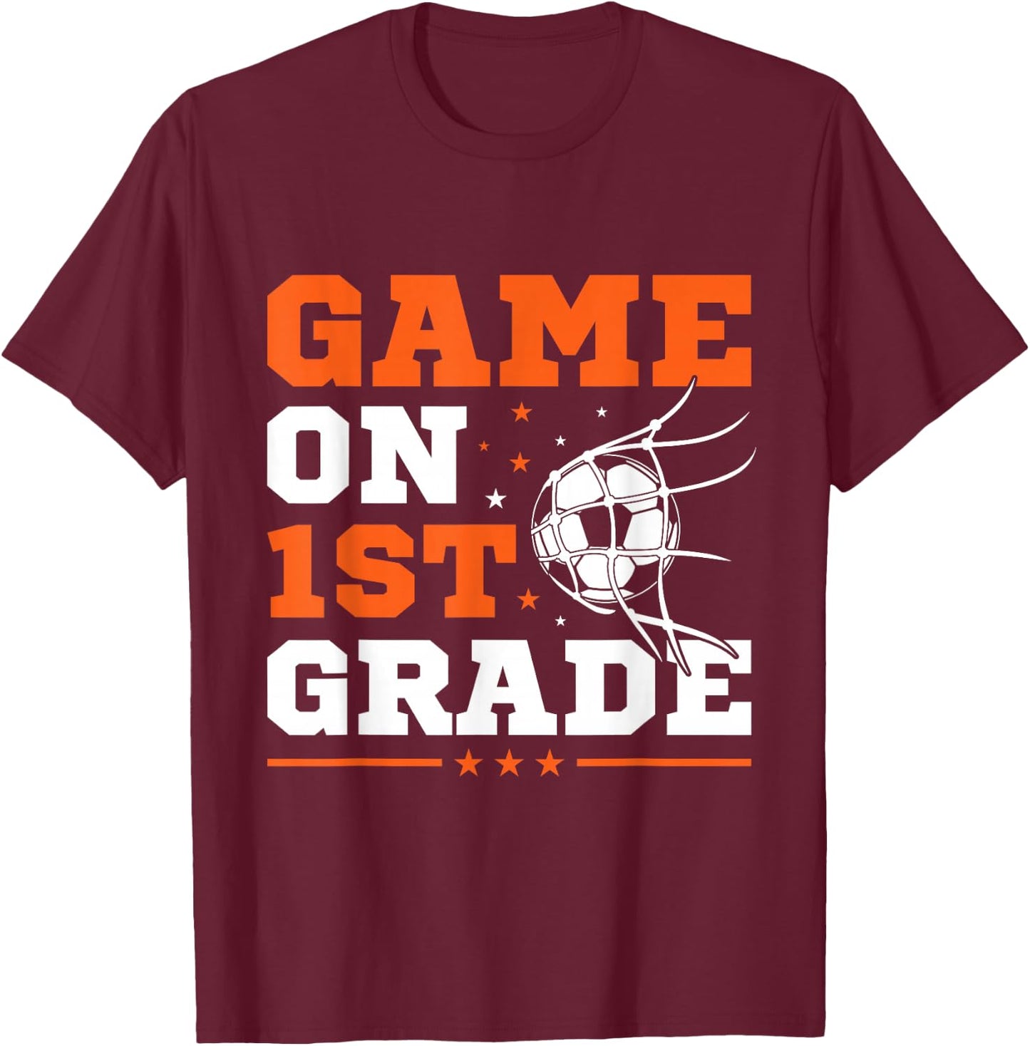 Soccer Game On 1st Grade Back To School Cute Sports Boys T-Shirt - T-Shirt | Maroon