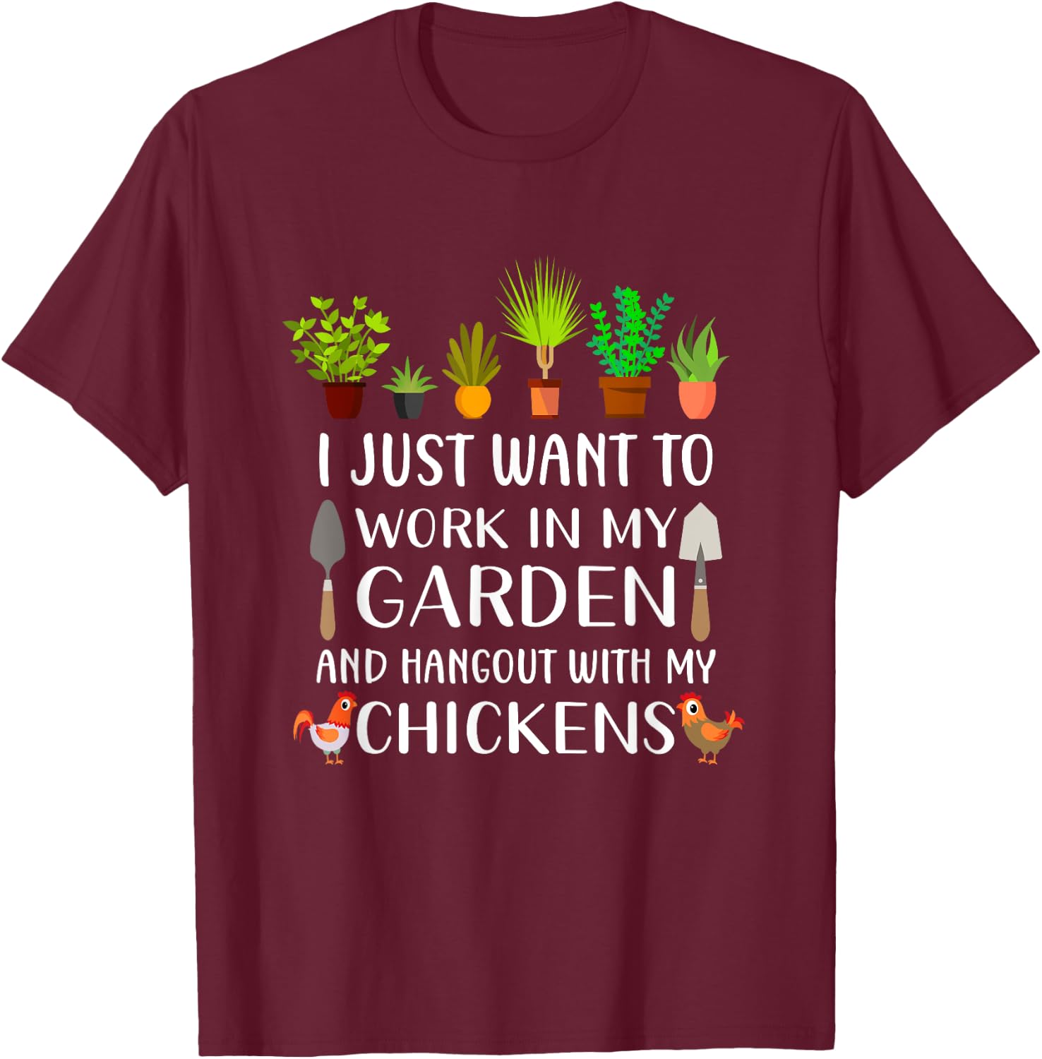 Chicken lover funny gardening shirt women, Gardener T-Shirt - T-Shirt | Maroon