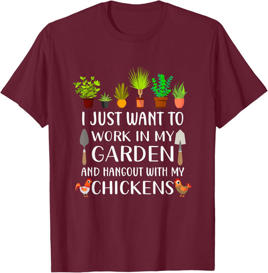 Chicken lover funny gardening shirt women, Gardener T-Shirt - T-Shirt | Maroon