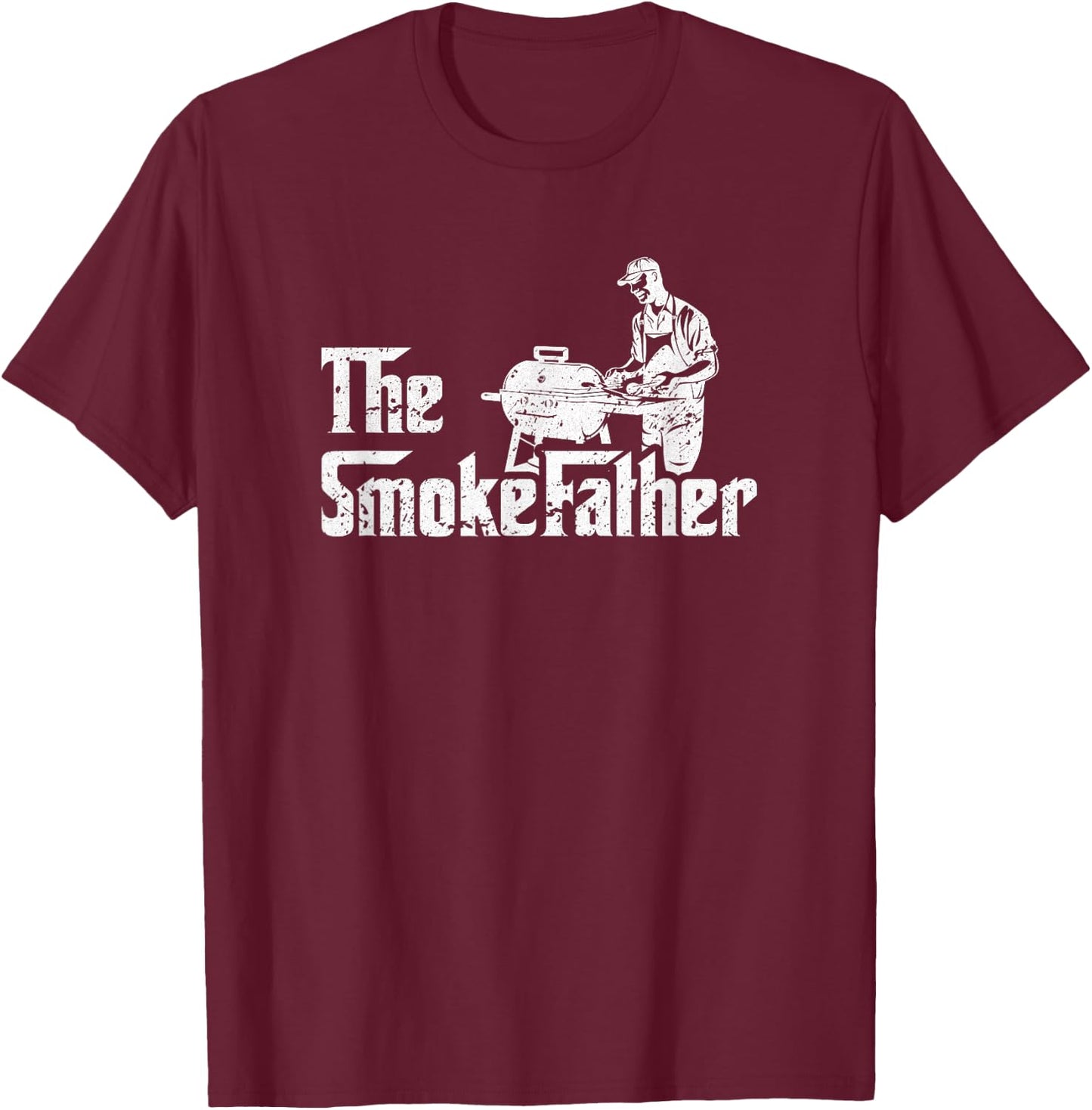 The SmokeFather Fathersday BBQ T-Shirt - T-Shirt | Maroon