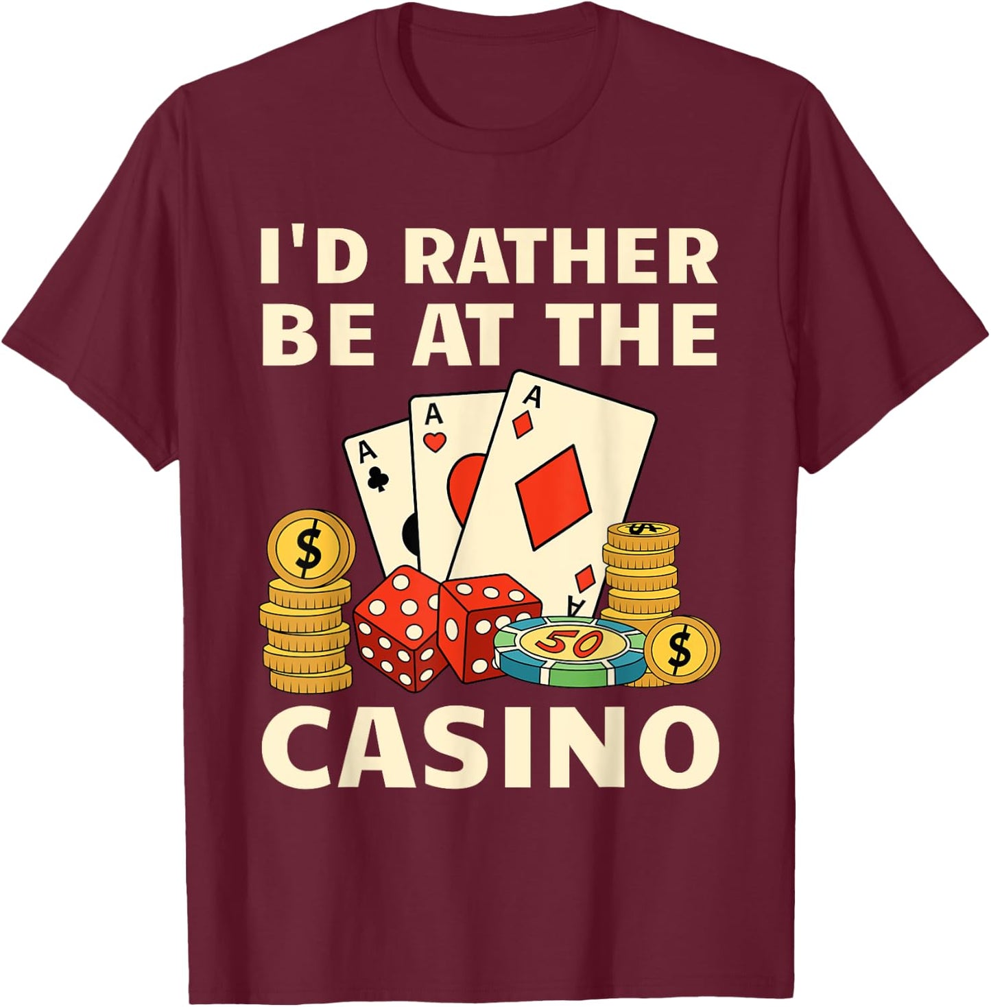 Cool Casino Lover Art Women Casino Gambling Gambler T-Shirt - T-Shirt | Maroon