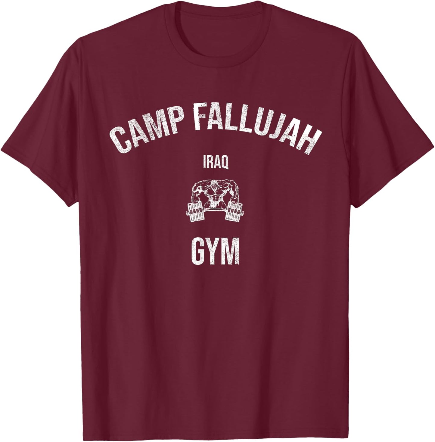 Camp Fallujah Iraq Gym Veteran OIF T-Shirt - T-Shirt | Maroon