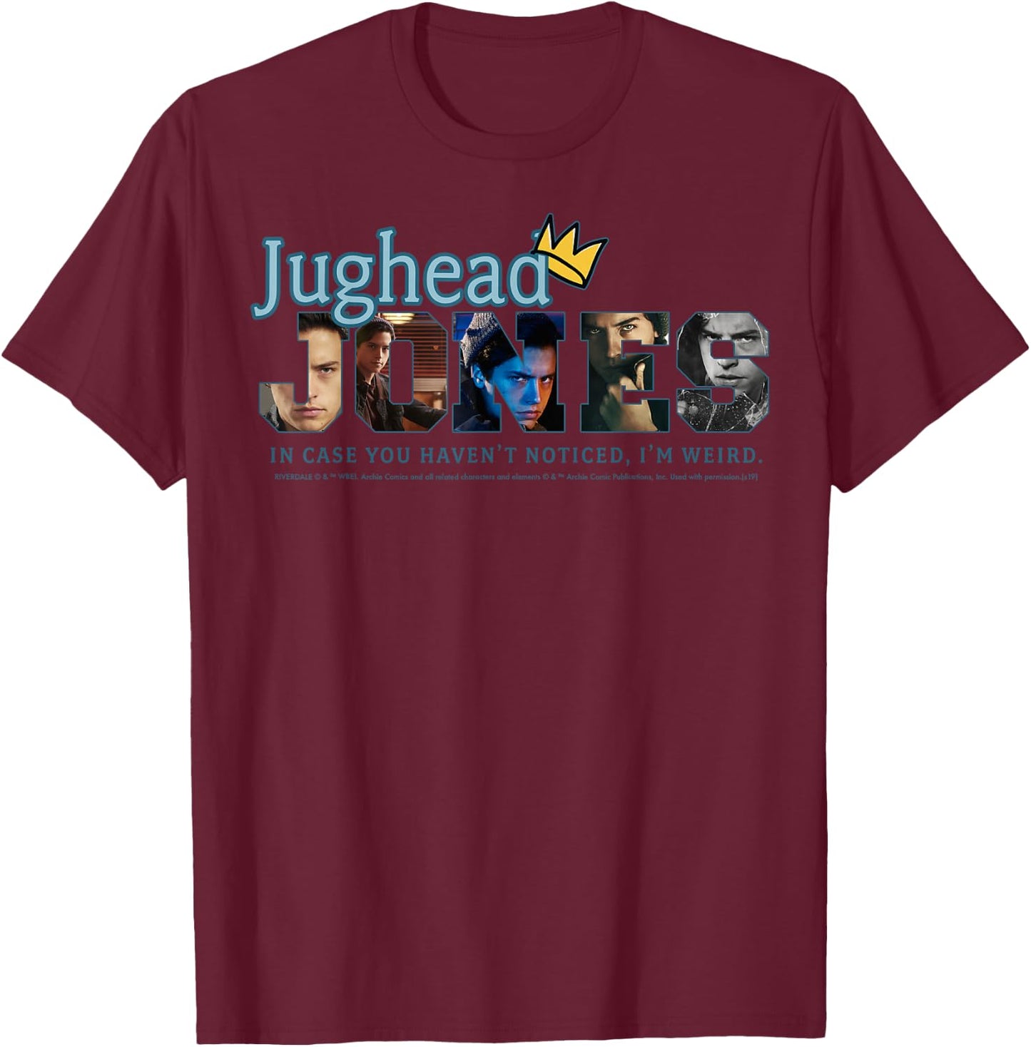 Riverdale Jughead Jones Portrait Text Fill T-Shirt - T-Shirt | Maroon