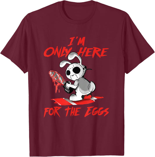 Scary Horror Easter Bunny Here For The Eggs With Chainsaw T-Shirt - T-Shirt | Maroon