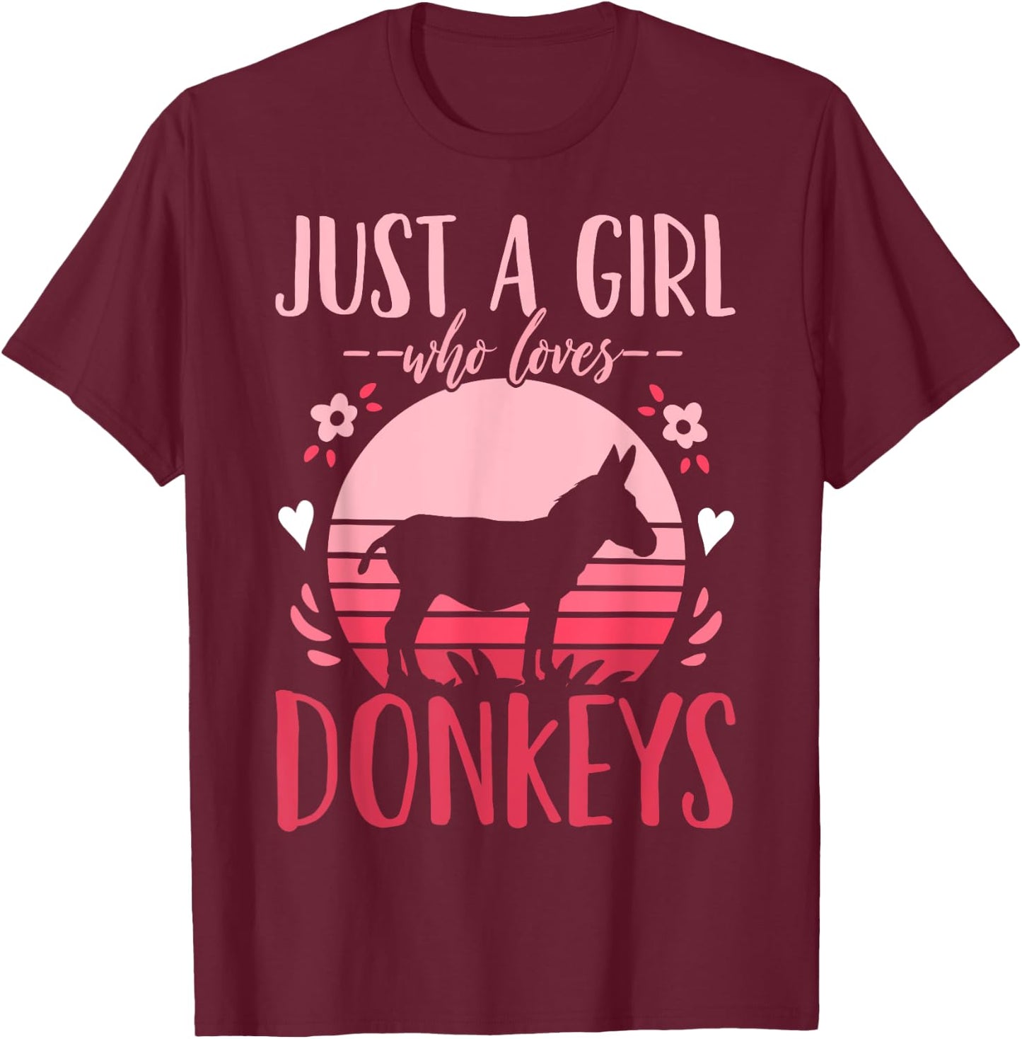 Donkey Just a Girl Who Loves Donkeys Retro T-Shirt - T-Shirt | Maroon