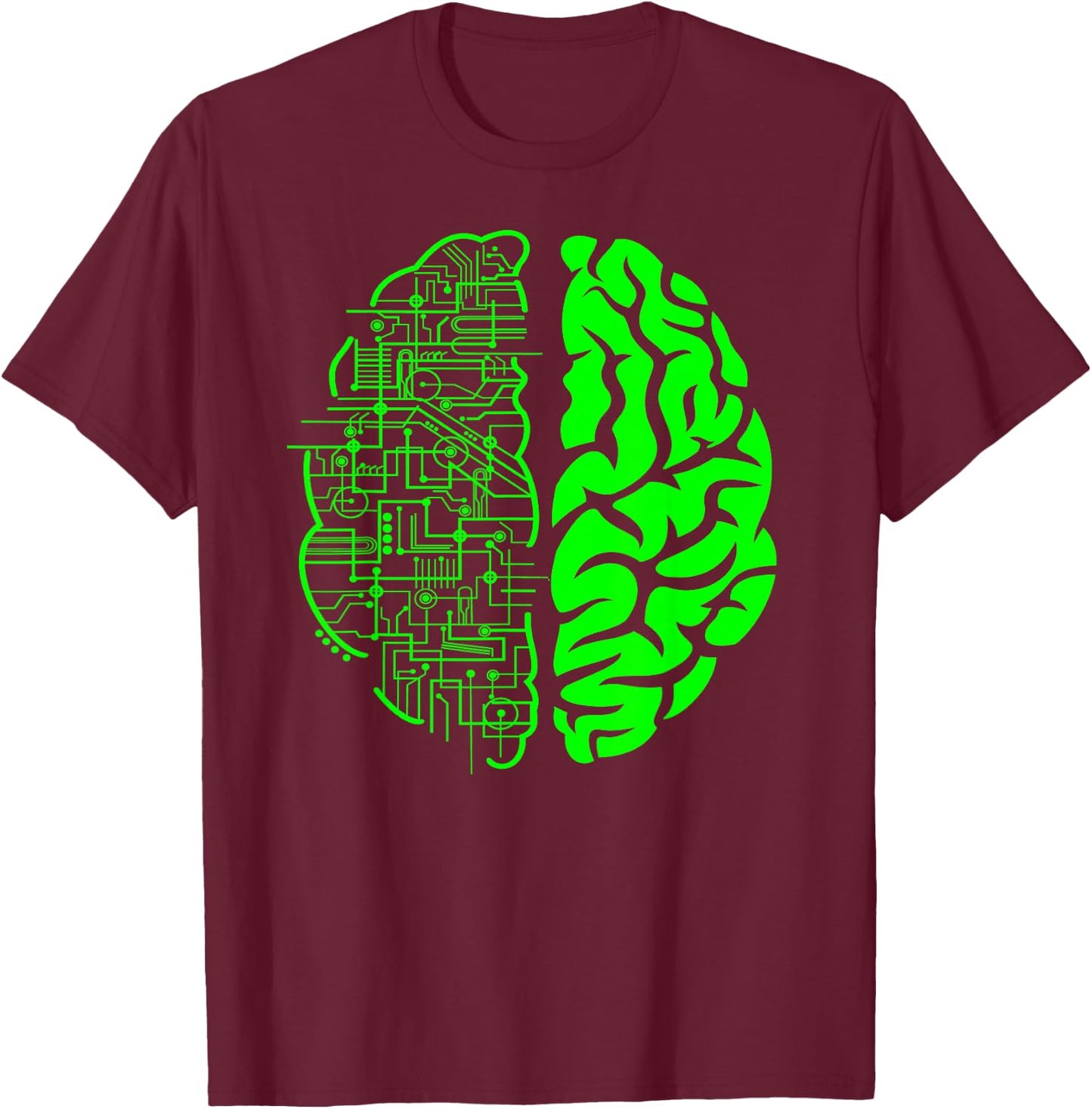 Binary AI Computer Circuit Electric Game Lovers Gift & Brain T-Shirt - T-Shirt | Maroon