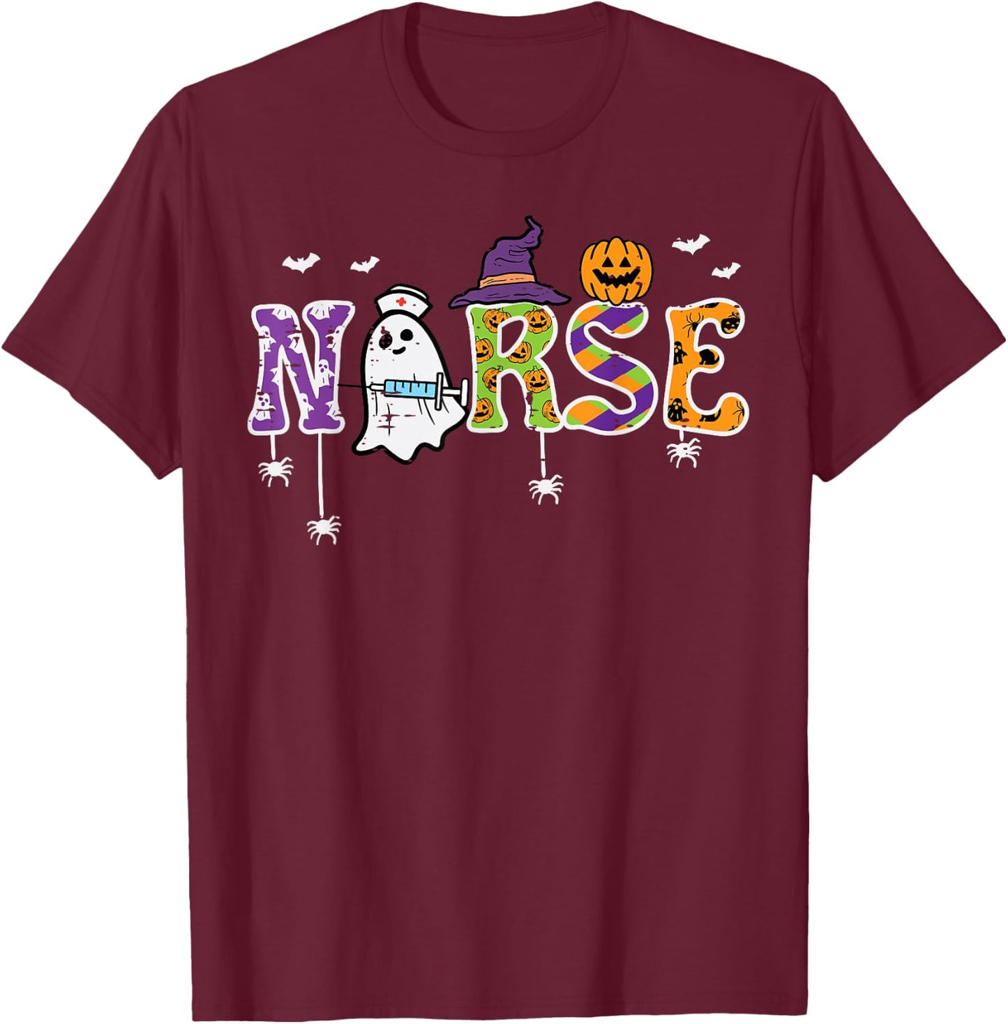 Nurse Halloween Costume Nursing Costume Scrub Top Women Men T-Shirt - T-Shirt | Maroon